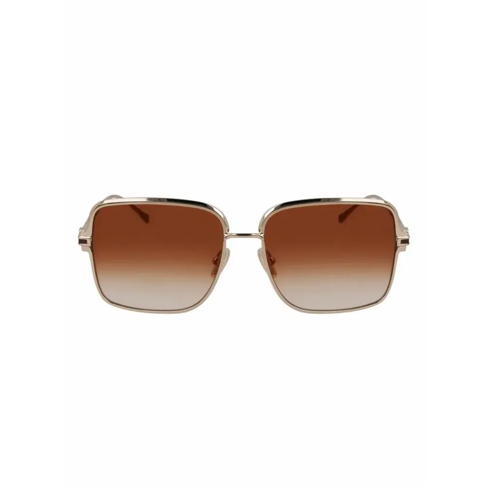 NEW!!! Salvatore Ferragamo SF317S 704 Brown Lens Square Metal Women Sunglasses
